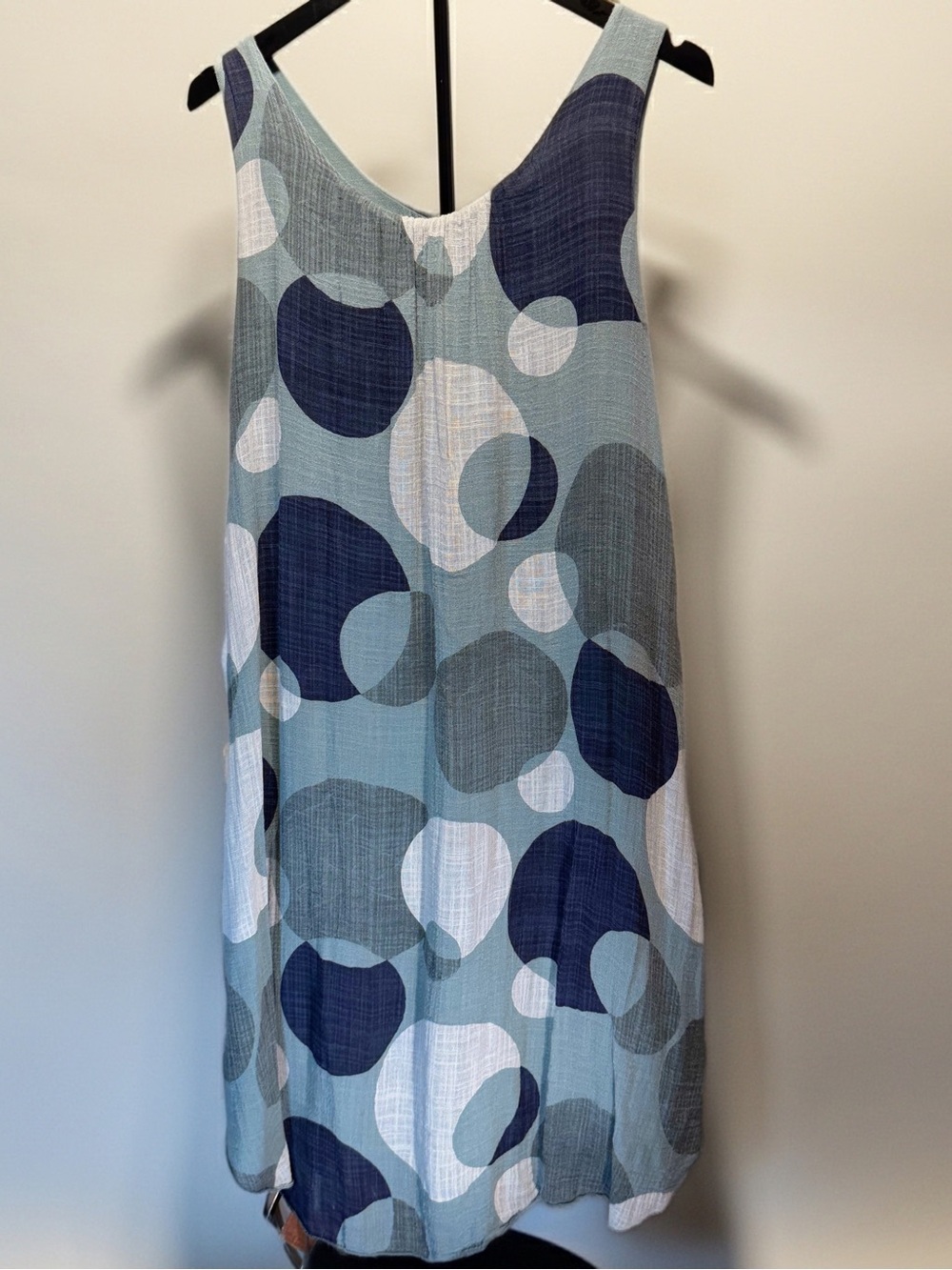 Vasna Sleeveless Blue Circle-Print Shift Dress